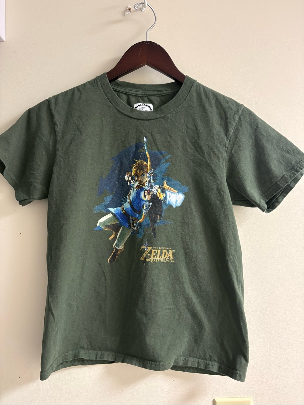Nintendo BOTW Zelda Olive Green Official Licensed Logo Tee